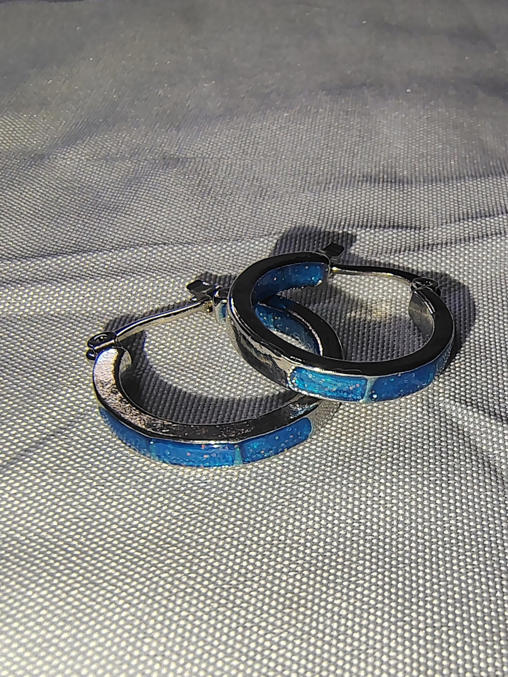 Trendy Minimalist Boho Soho Silver Tone Topaz Huggy Hoop Earrings